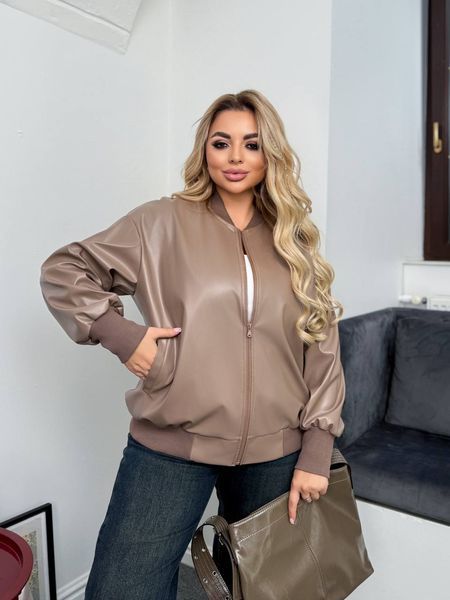 Бомбер жіночий з екошкіри FS-49786-BGE-XL-XXL фото
