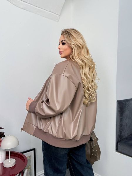 Бомбер жіночий з екошкіри FS-49786-BGE-XL-XXL фото