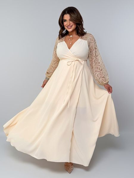 Сукня максі з акцентними вставками FS-48963-BGE-XL-3XL фото