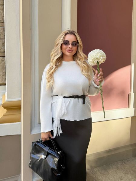 Шовкова спідниця максі FS-48687-BLK-XXL-3XL фото