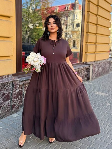 Ярусне плаття максі FS-50910-BRN-XL-XXL фото