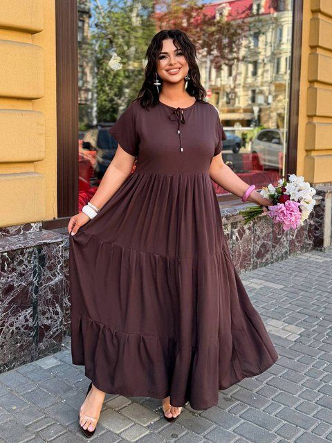 Ярусне плаття максі FS-50910-BRN-XL-XXL фото